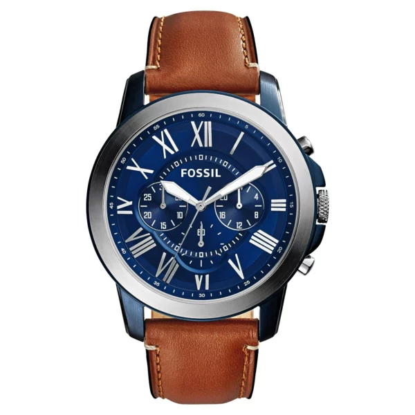 Fossil Men’s Grant Chronograph, Stainless Steel Watch – Blue/Brown